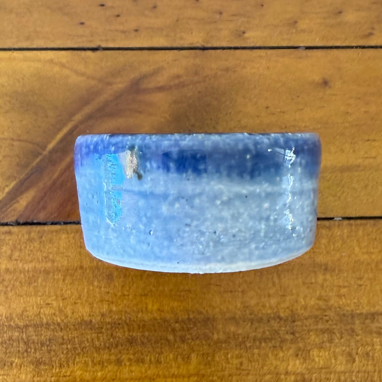 “Indigo” Pottery Tall Tea Light Beeswax Candle Holder and Pack of 6 candles