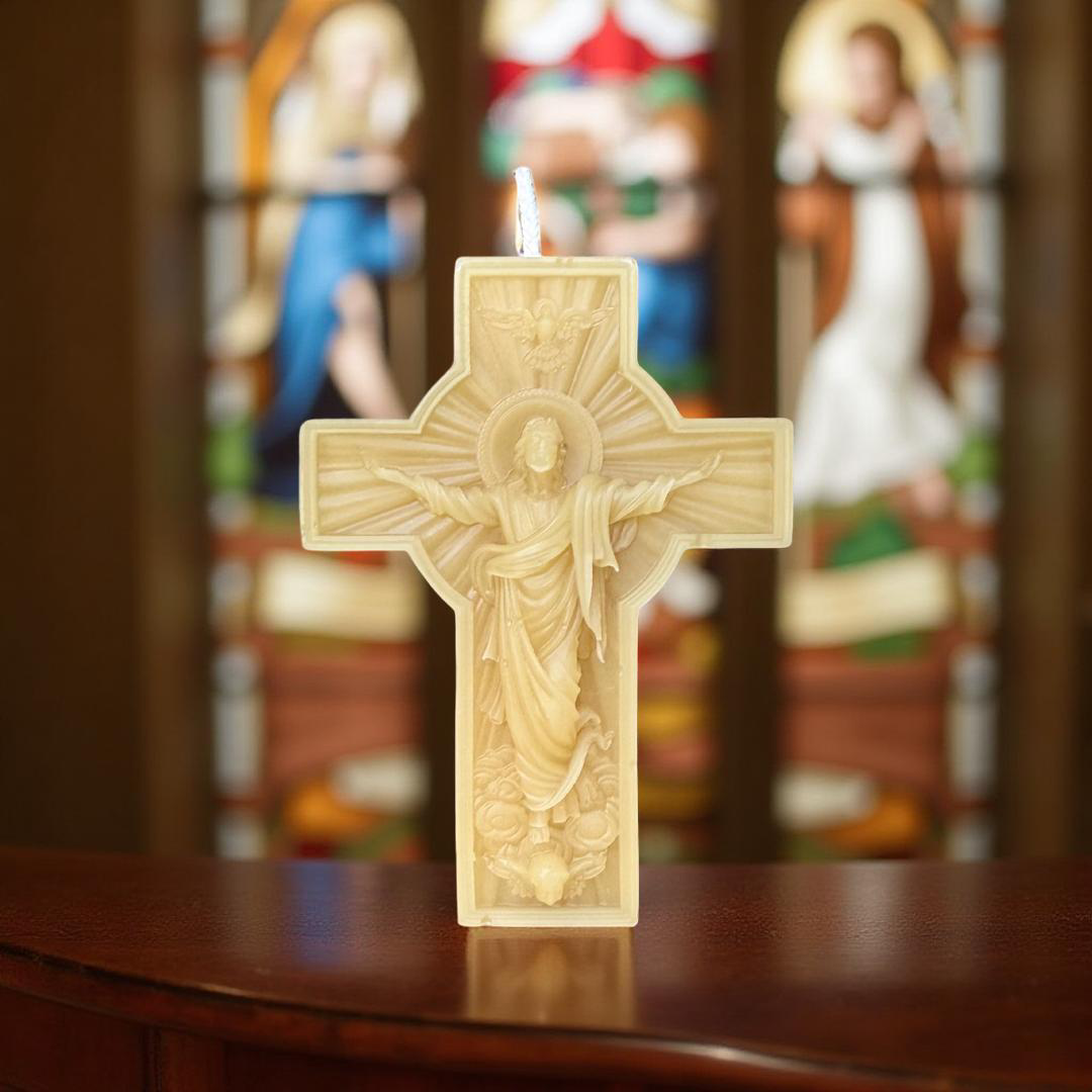 Jesus on the Cross Pure Beeswax Candle