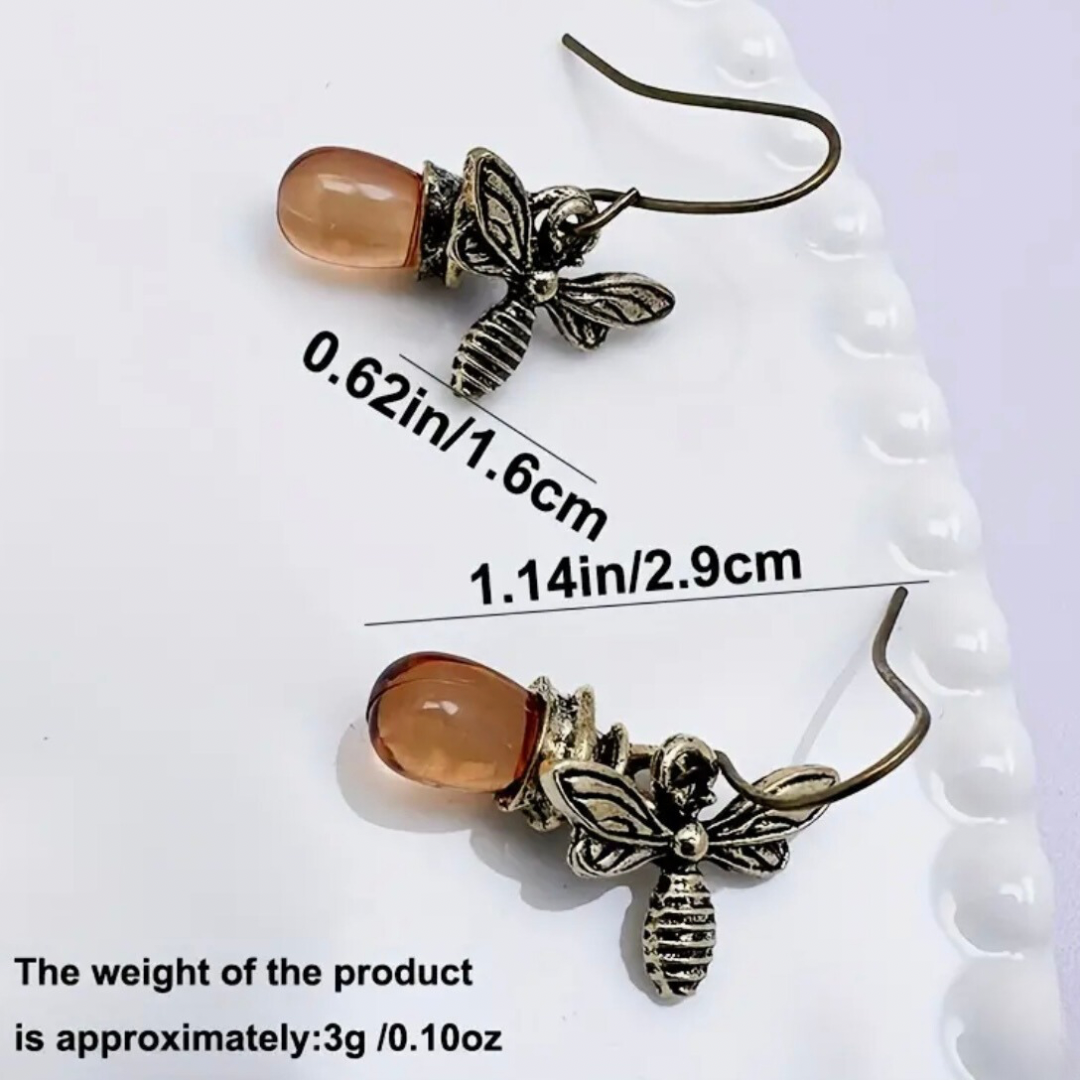 Glass Drop Bee Earrings