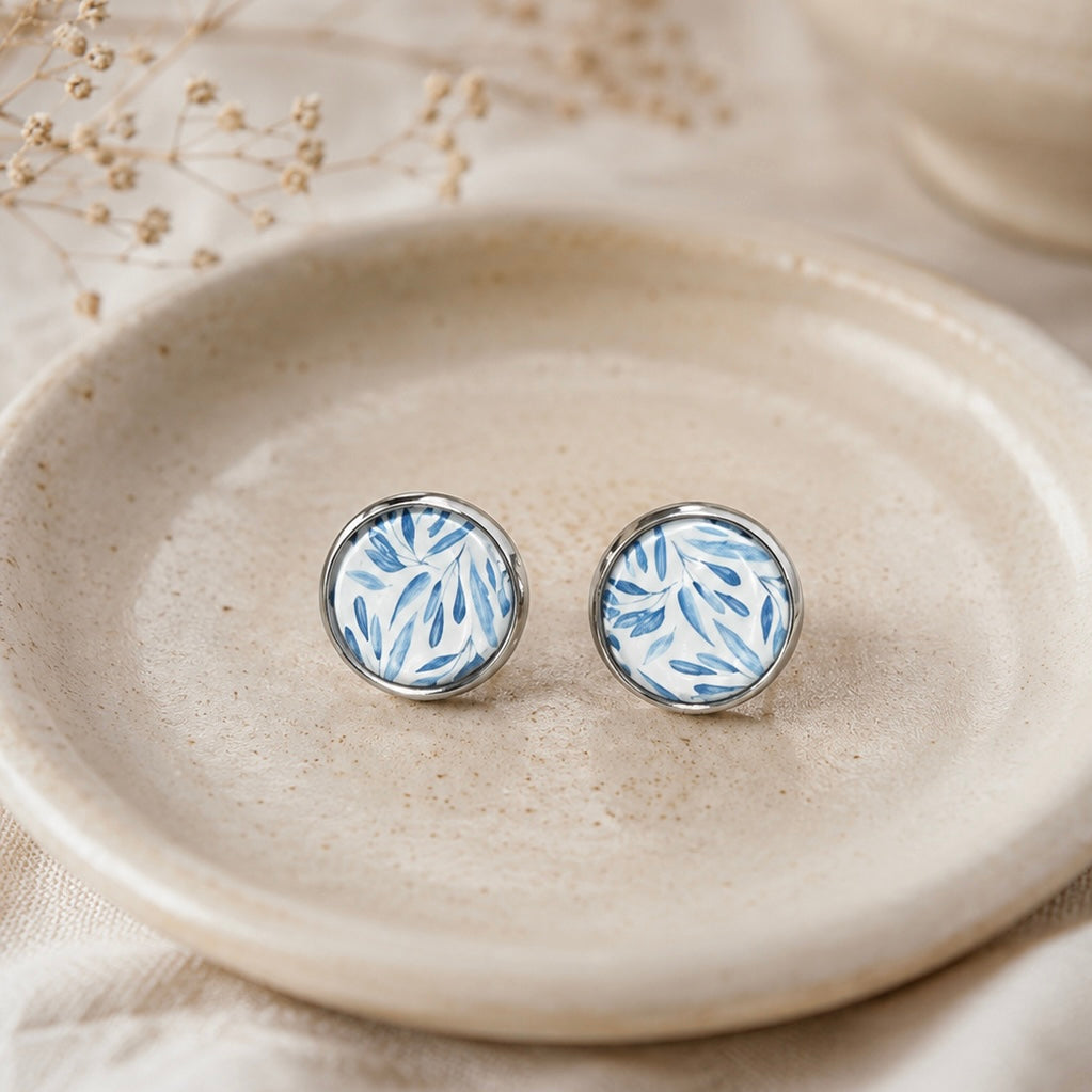 Blue Willow Stud Earrings