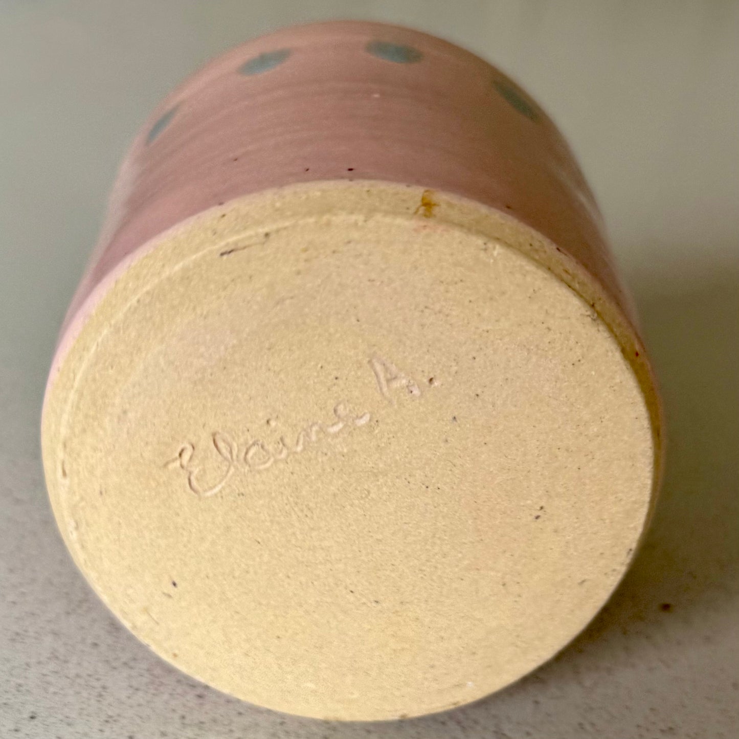 “Dusty Bloom” pure beeswax candle in local pottery