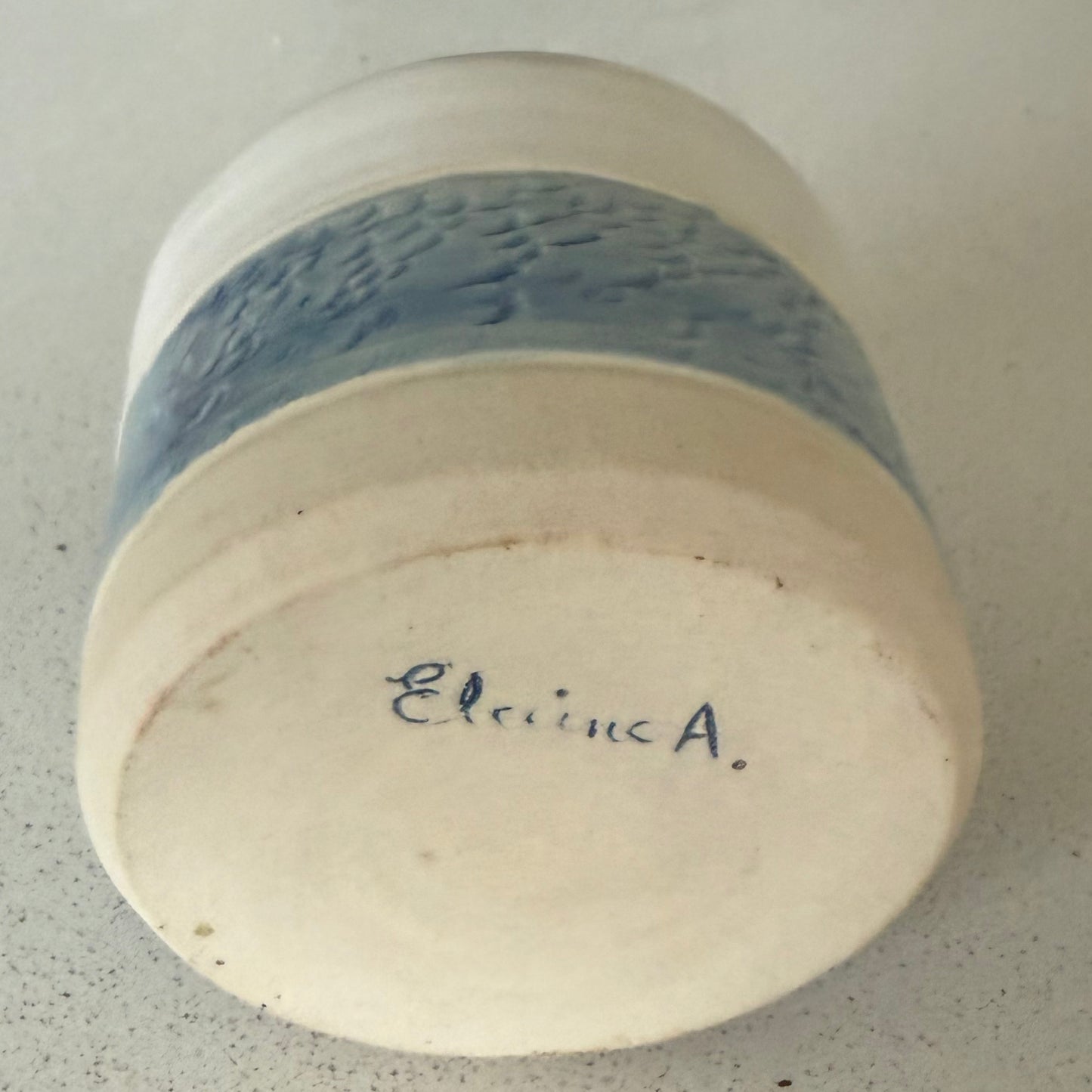 “River Rapids” pure beeswax candle in local pottery