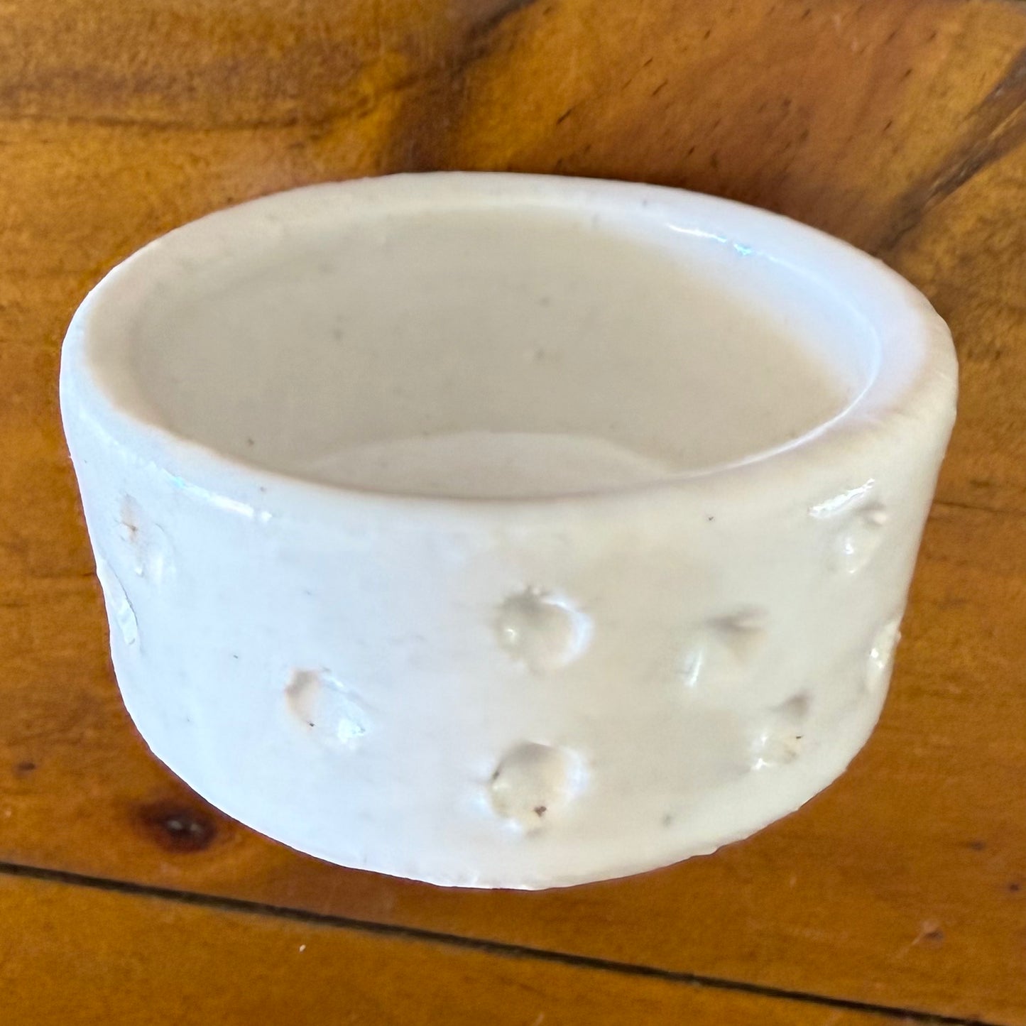 “Dotti” Pottery Tall Tea Light Beeswax Candle Holder and Pack of 6 candles