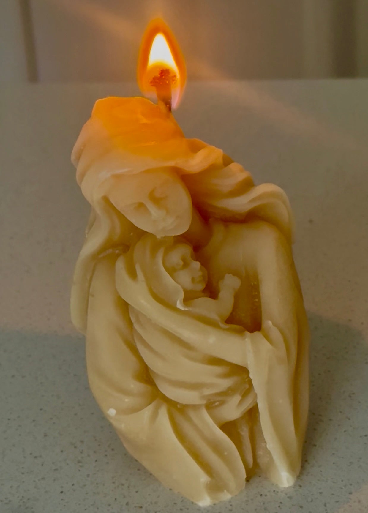 Mother Mary & Baby Jesus Pure Beeswax Candle