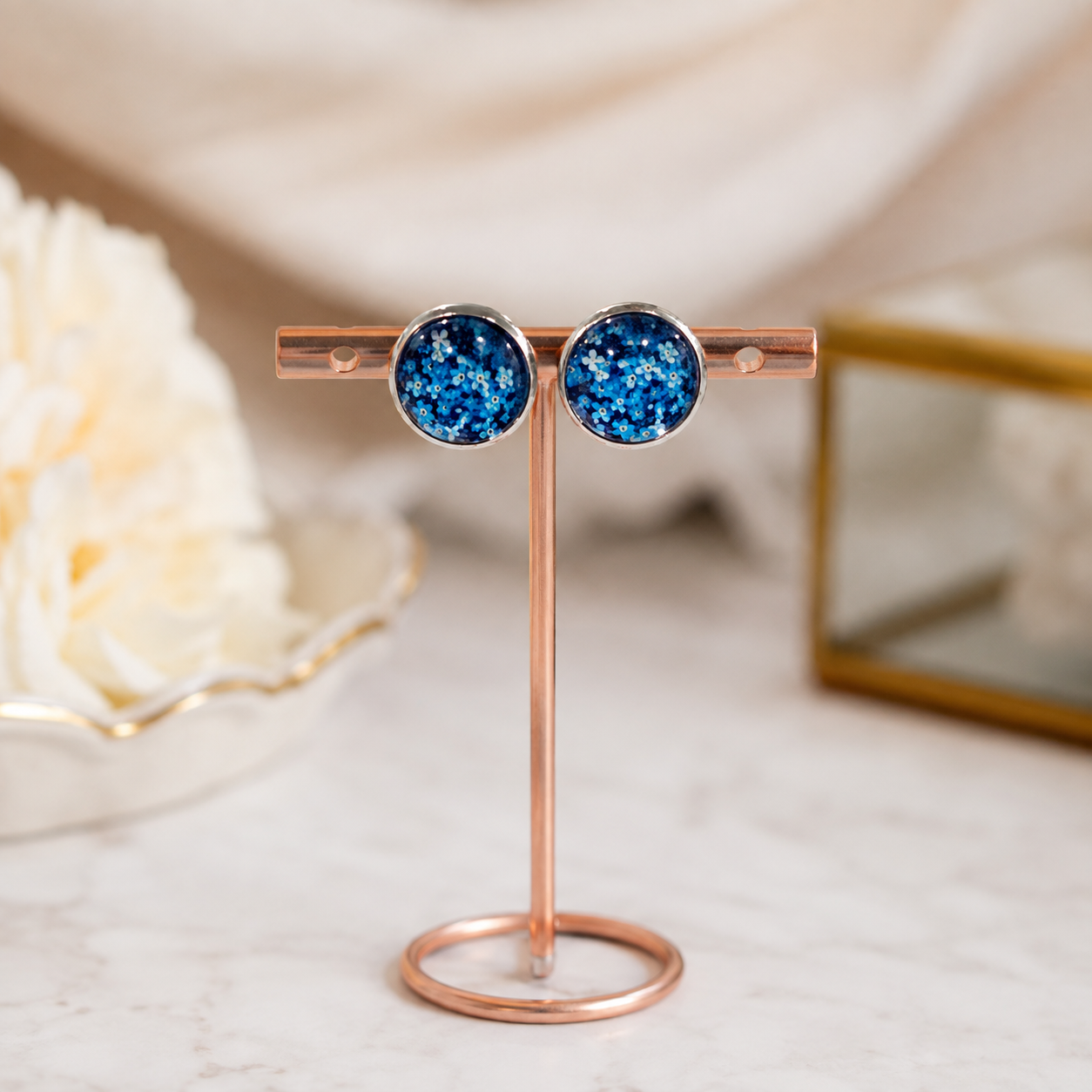 “Forget Me Not” Blue Stud Earrings