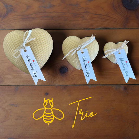 Beeswax Valentines Day Love Heart Textured Candles