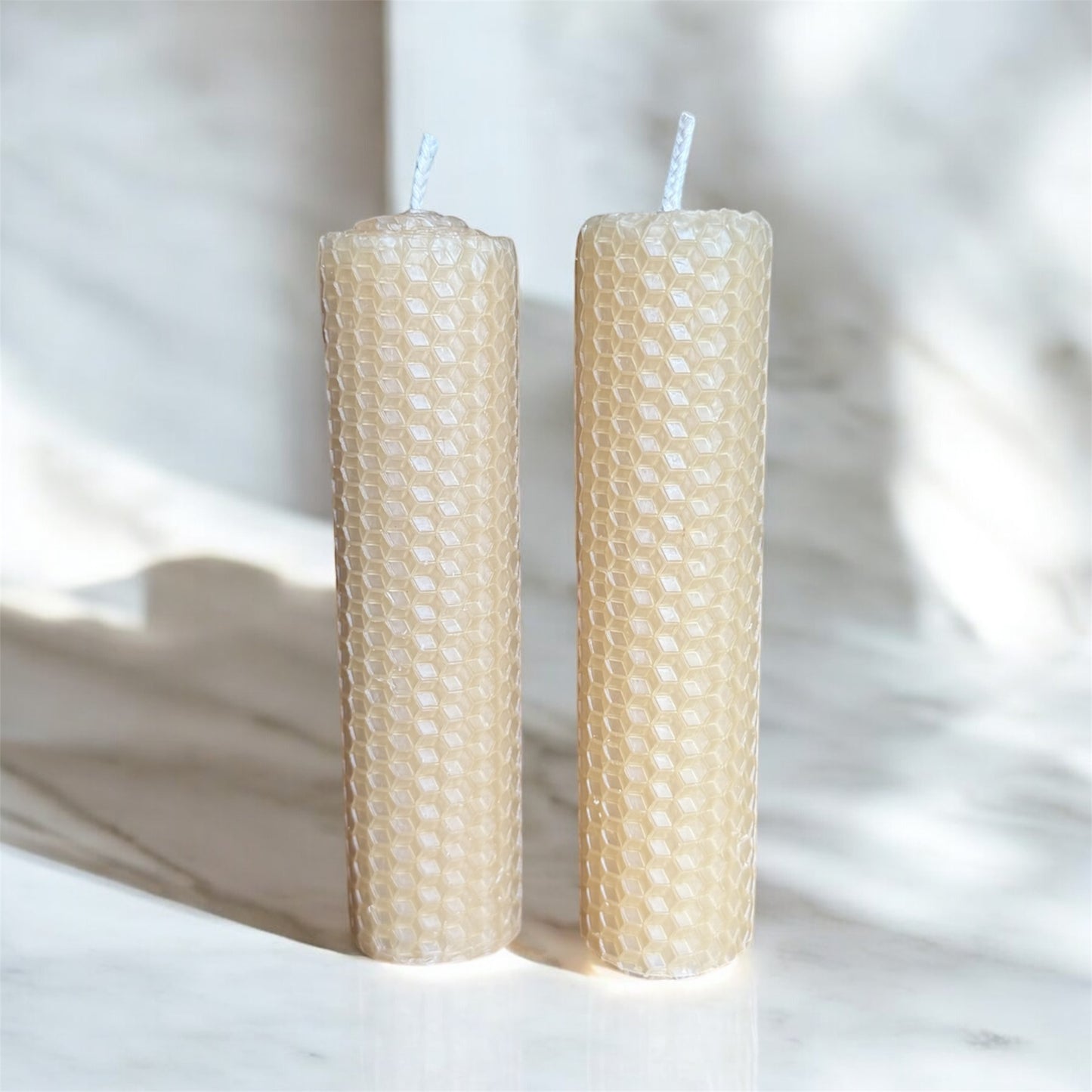 Artisan Hand Rolled Pure Beeswax Pillar Candles