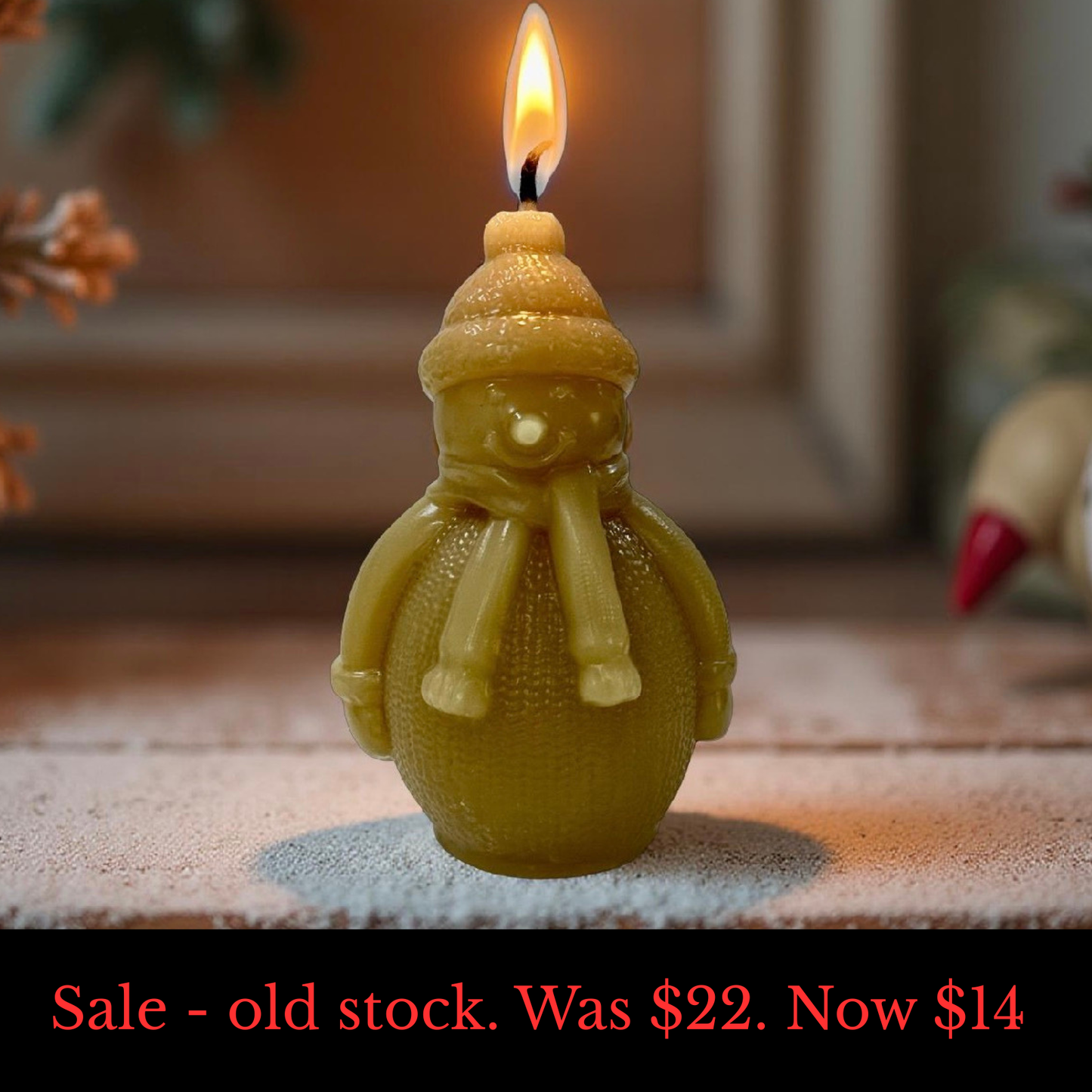 Sale - Snowman Beeswax Candle