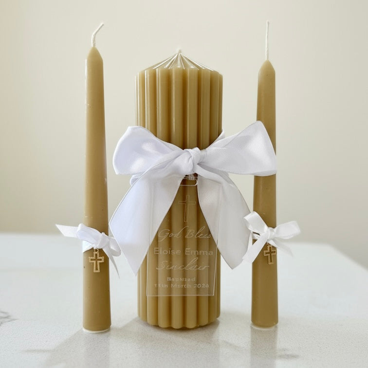 Baptism / Christening / Naming Day Candle & Godparent Candles Set
