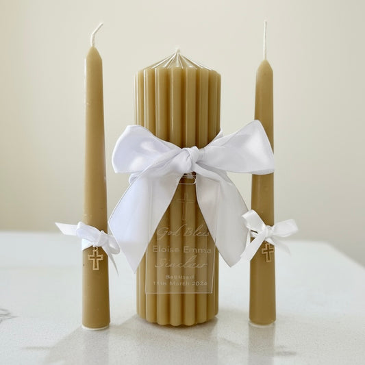 Baptism / Christening / Naming Day Candle & Godparent Candles Set