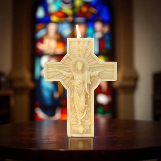 Jesus on the Cross Pure Beeswax Candle