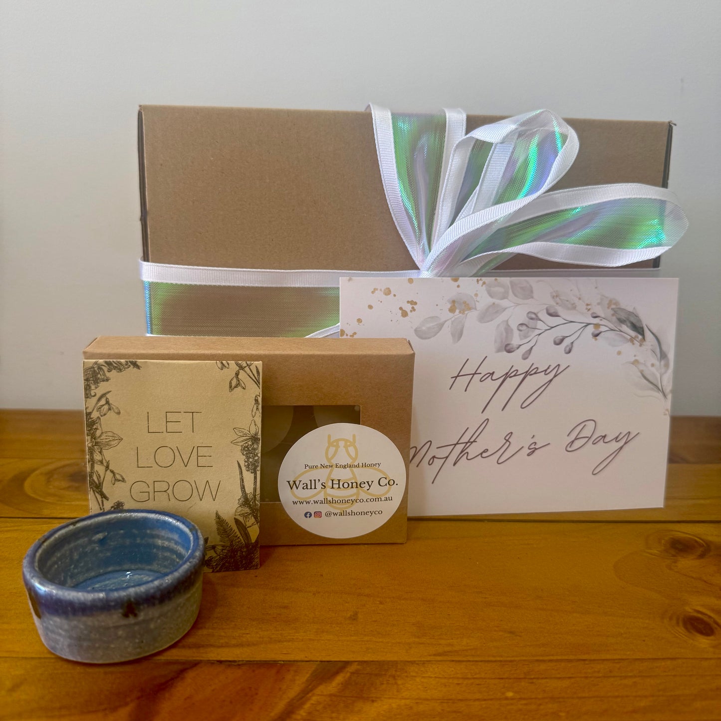 Mothers Day “Indigo” Pottery Pottery Tea Light Candle & Seed Gift Box