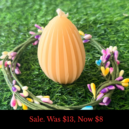 Sale - Striped Egg Beeswax Candle