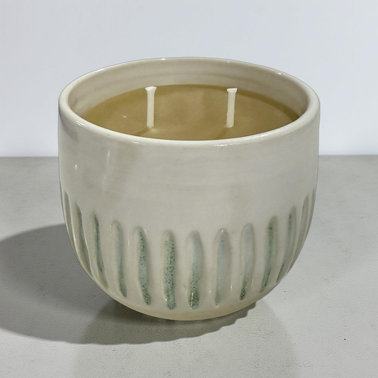 “Tilly” pure beeswax candle in local pottery
