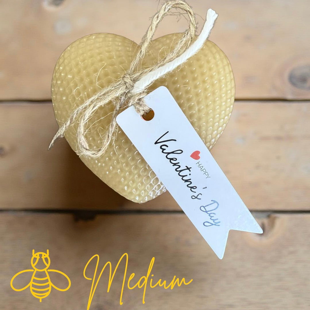 Beeswax Valentines Day Love Heart Textured Candles