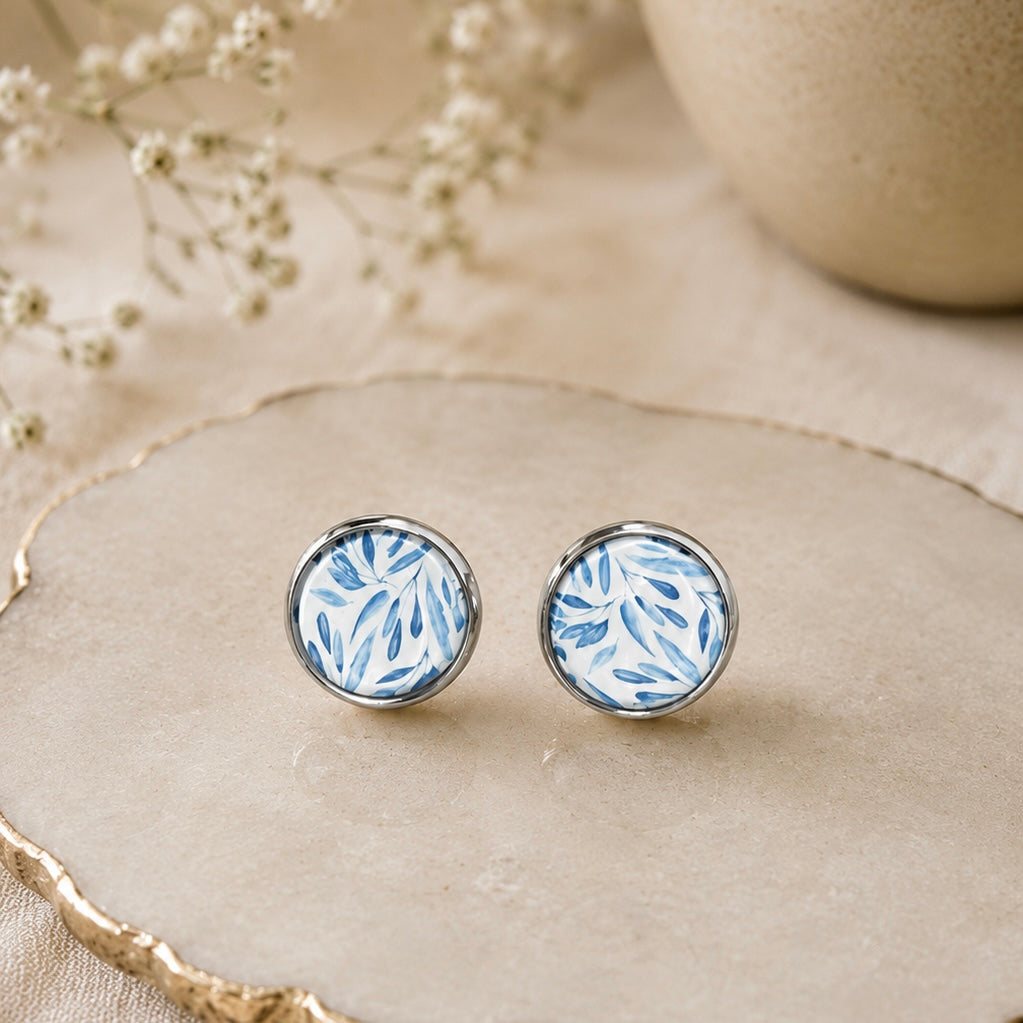 Blue Willow Stud Earrings