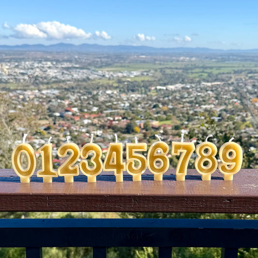 Handmade beeswax birthday number candles