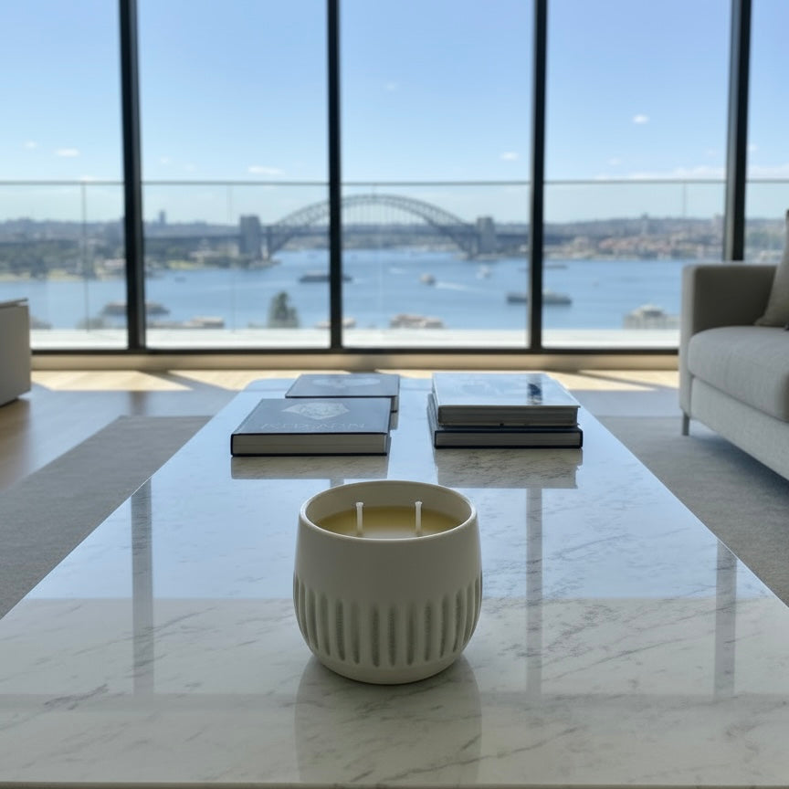 “Tilly” pure beeswax candle in local pottery