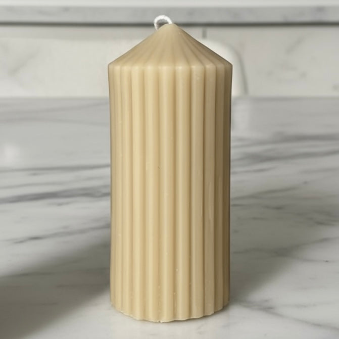 Fluted Beeswax Pillar Candle - Small, Thin, Large, Extra Large