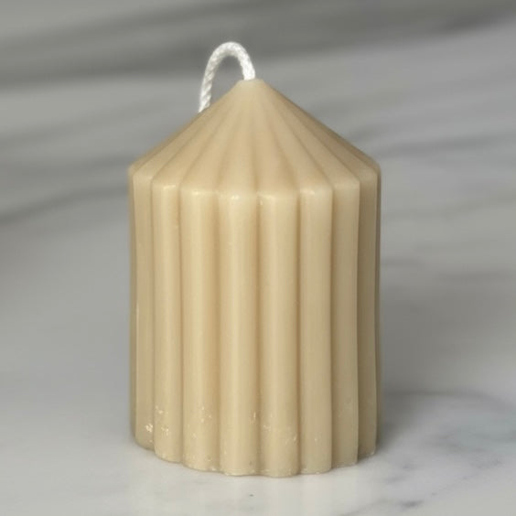 Fluted Beeswax Pillar Candle - Small, Thin, Large, Extra Large