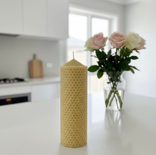 Honeycomb Textured Pure Beeswax Candle
