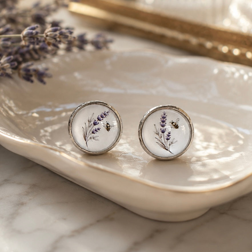 Lavender Buzz Stud Earrings