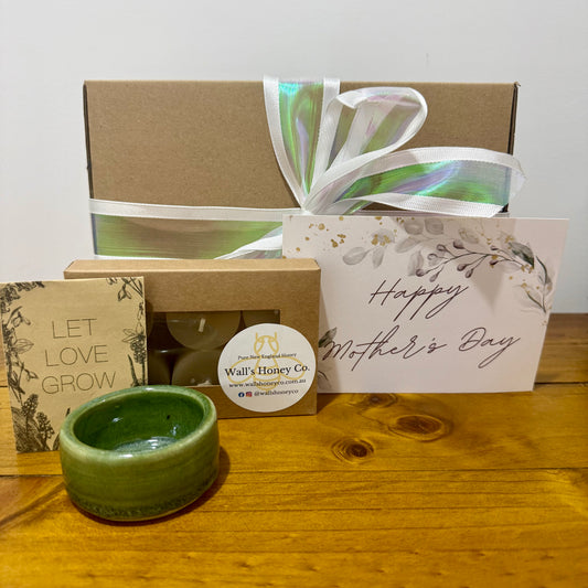 Mothers Day “Acacia” Pottery Pottery Tea Light Candle & Seed Gift Box