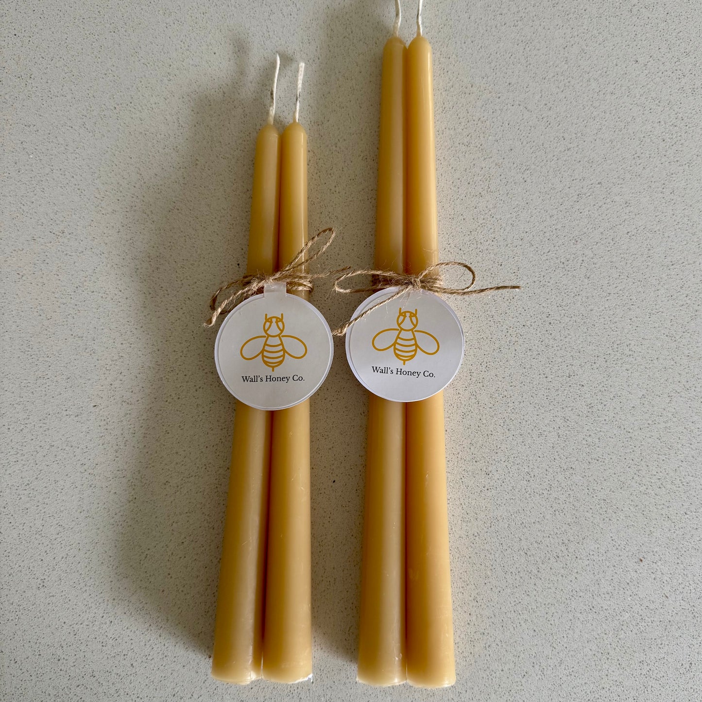 26cm / 30cm Tall Pure beeswax Taper Candle - Pair