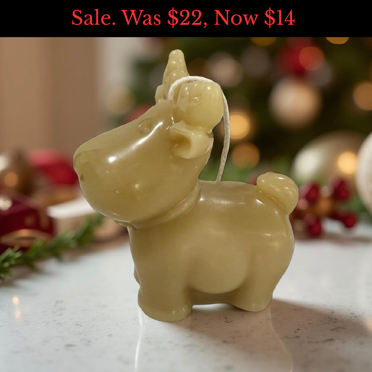 Sale - Rudolph Reindeer Beeswax Candle