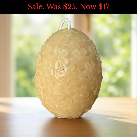 Sale - Flora Egg Beeswax Candle