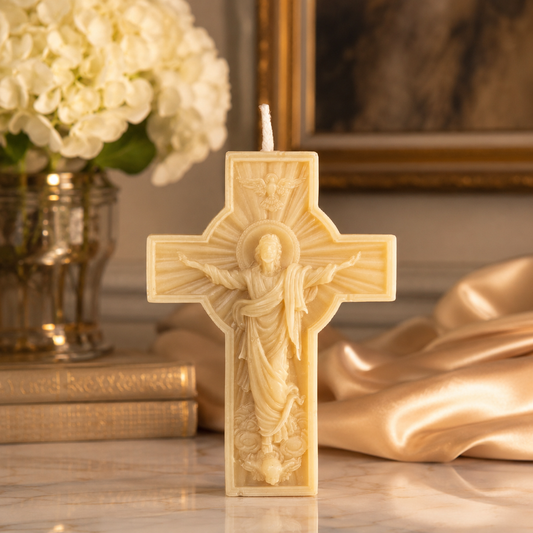 Jesus on the Cross Pure Beeswax Candle