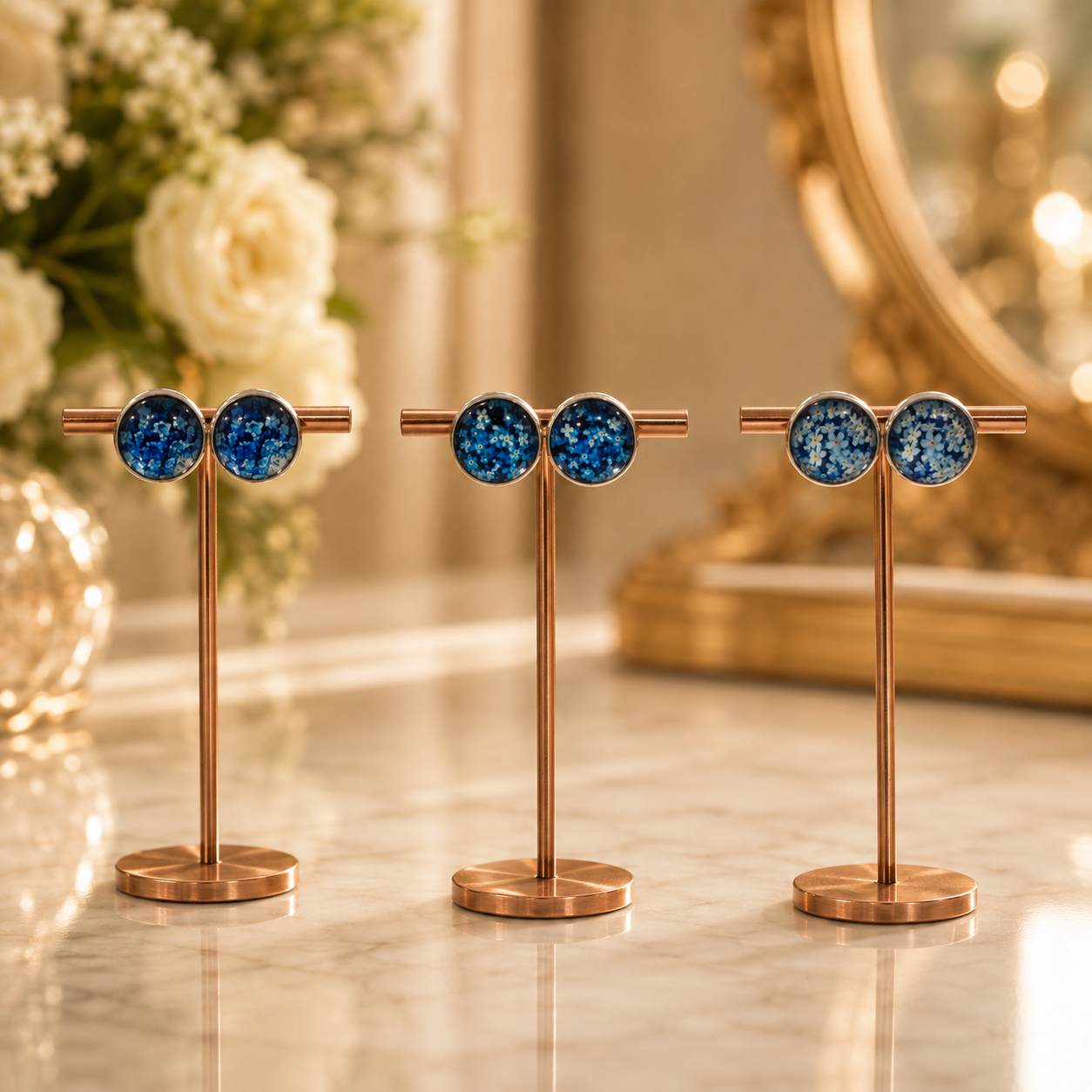 “Forget Me Not” Blue Stud Earrings