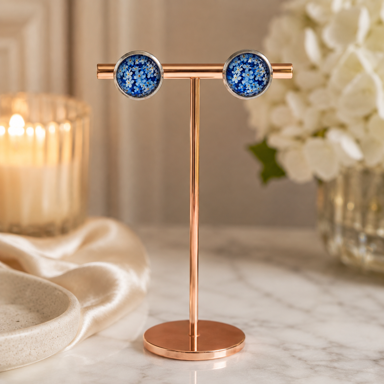 “Forget Me Not” Blue Stud Earrings