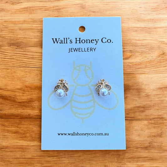 Pearl Gold Stud Earrings (Costume Jewellery)