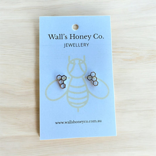 Honeycomb patterned earrings (stainless steel - 4 finishes)