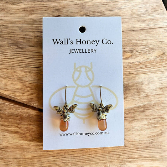 Glass Drop Bee Earrings
