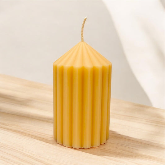 Fluted Beeswax Pillar Candle - Small and Large