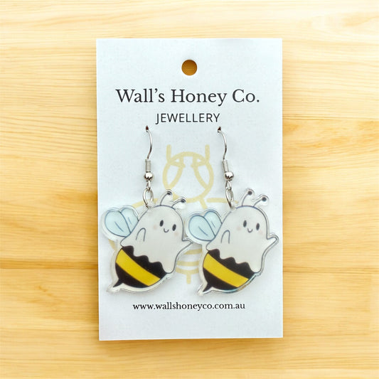 Spooky Ghost Halloween Bee Earrings