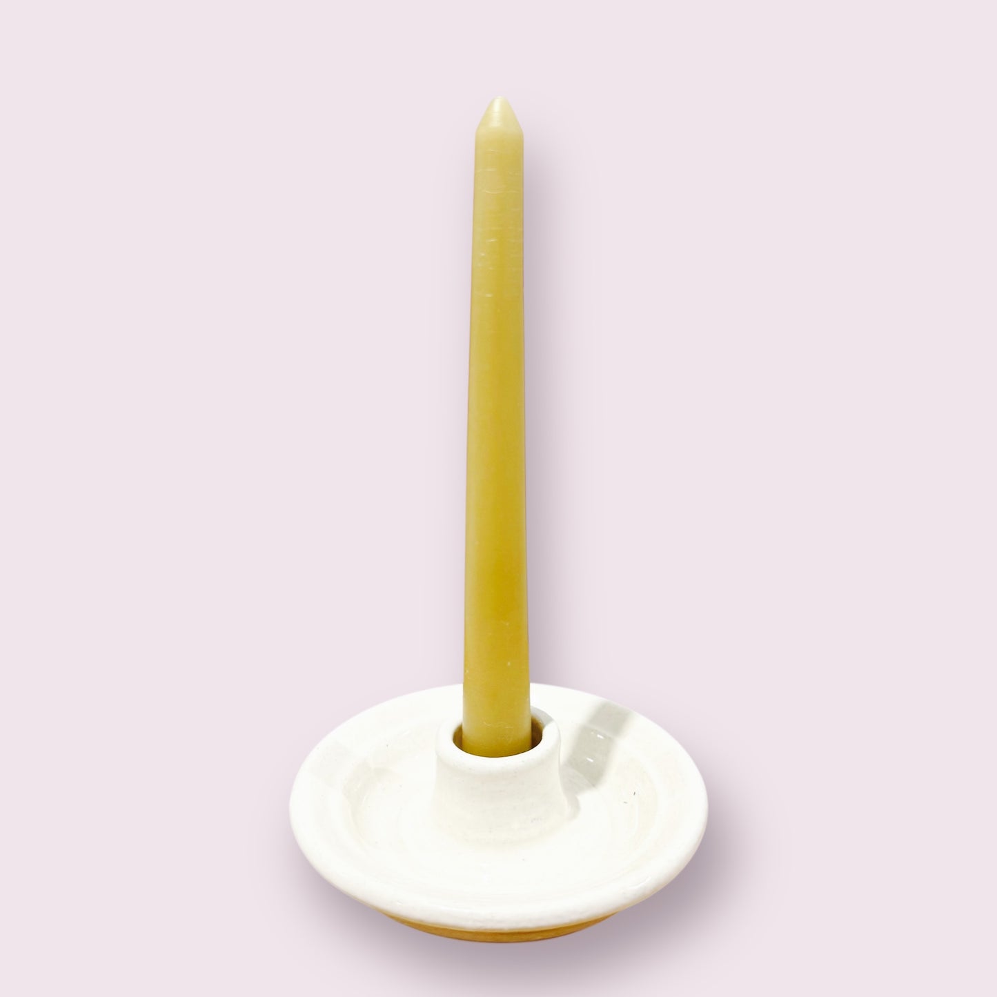 “Rosalie” Locally Made Pottery Dinner Candle Holder (with rolled or taper pure beeswax candle).