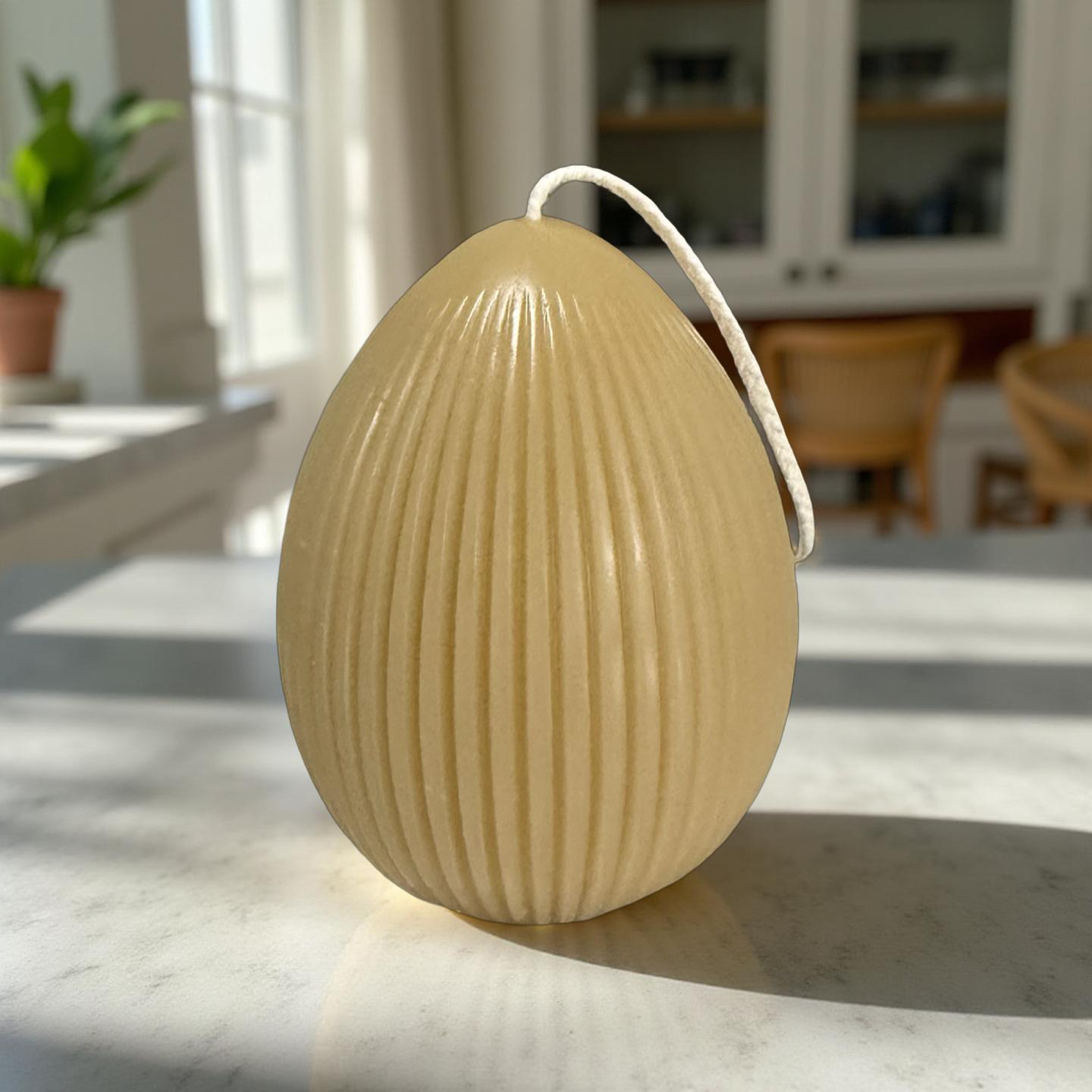 Beeswax Fluted Egg Shaped Candle “Honeydrop”