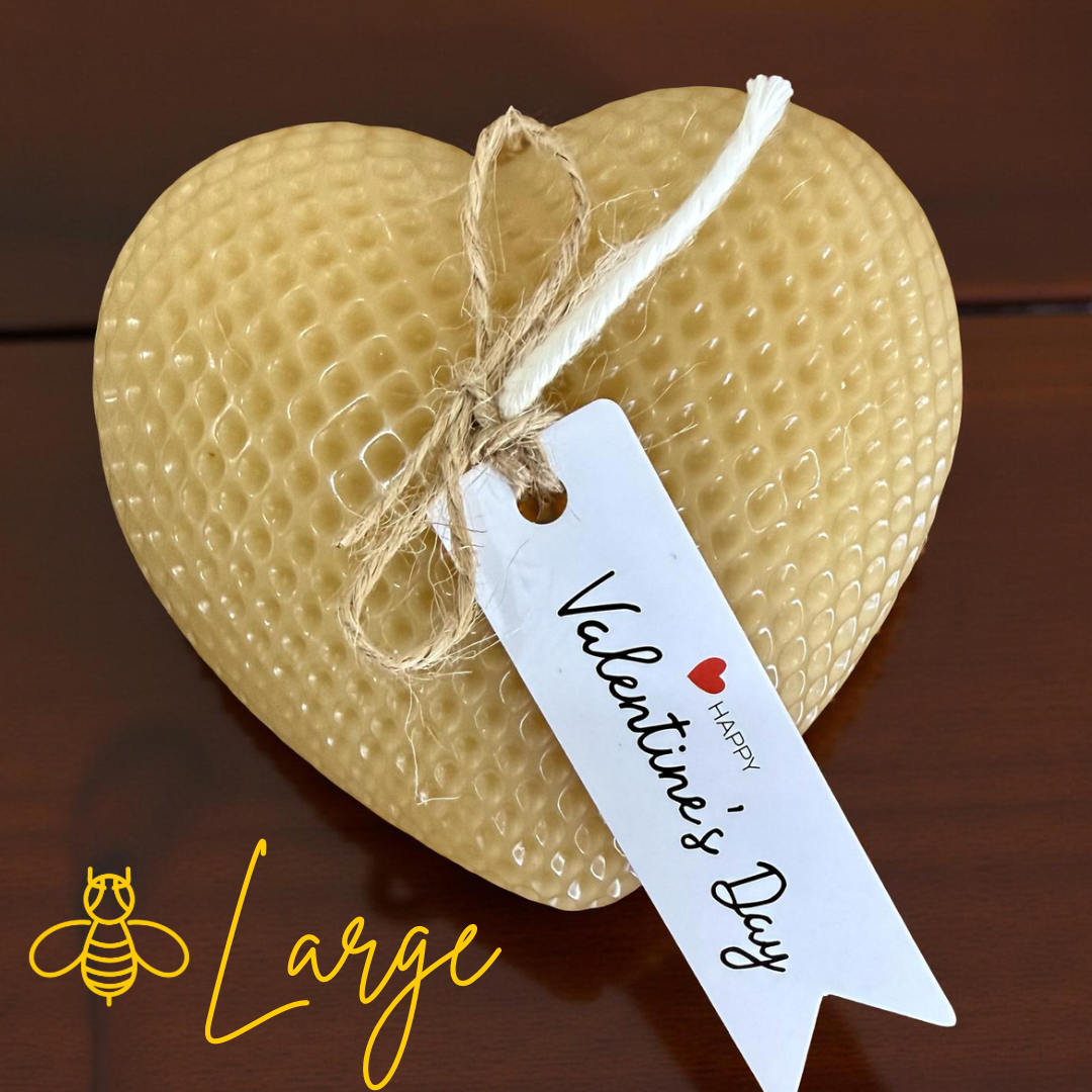 Beeswax Valentines Day Love Heart Textured Candles