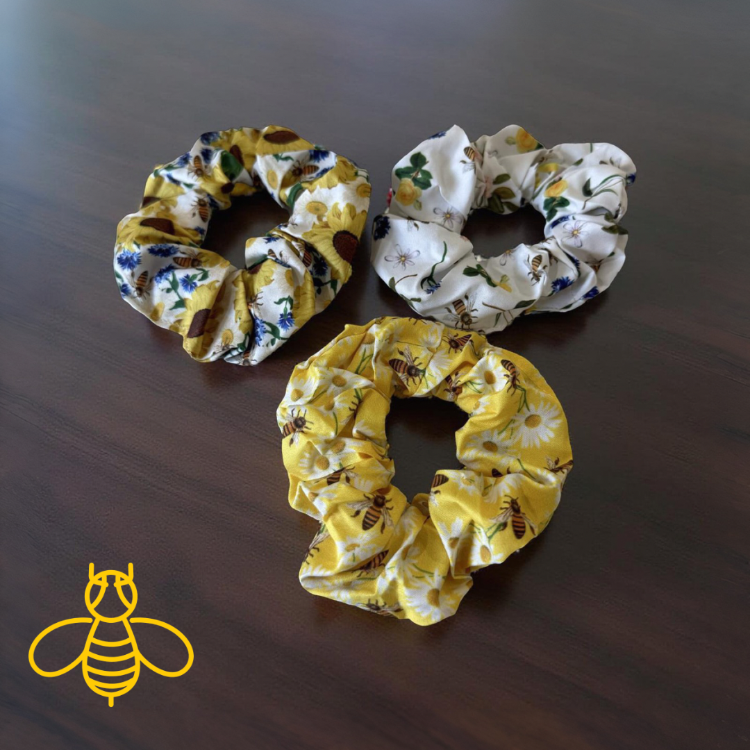 3 Pack of Bee & Floral Hair Scrunchies