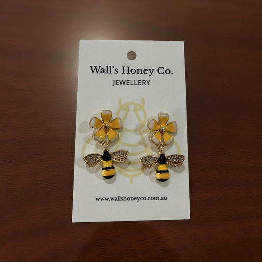 Flower & Bee Dangle Earrings
