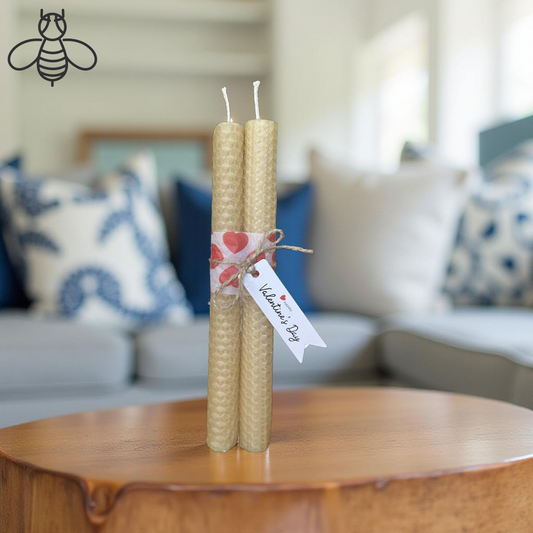 Valentines Day Hand Rolled Pure Beeswax Dinner Candle
