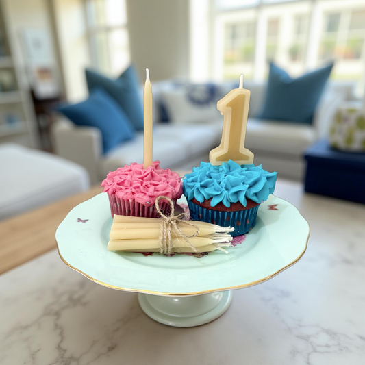 Handmade beeswax birthday number and/or taper candles (pack of 10)