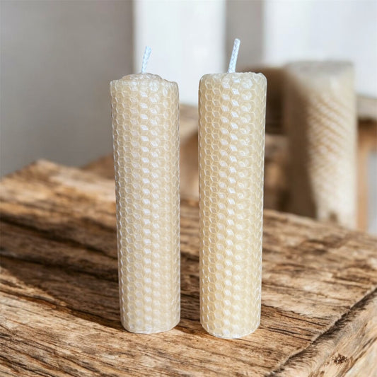 Artisan Hand Rolled Pure Beeswax Pillar Candles